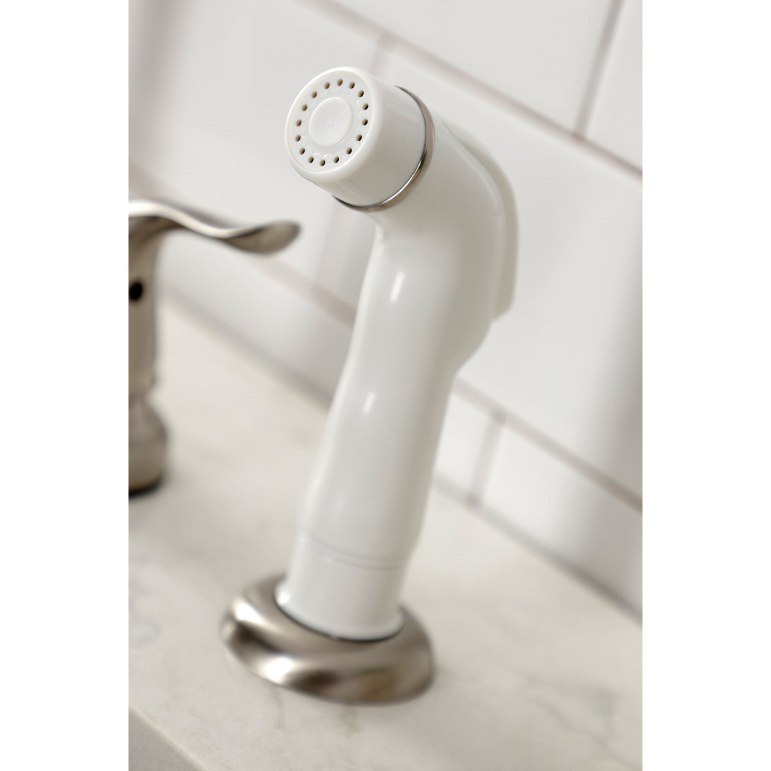 Kingston Tulare KB798YL - Yosemite Two-Handle 4-Hole 8" Centerset Kitchen Faucet with Side Sprayer, Brushed Nickel — thumbnail 2